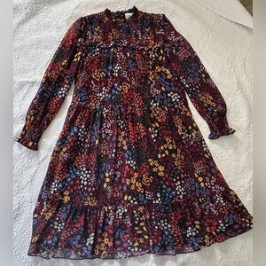 Y/Z Fall Floral Chiffon peasant style smocked dress.Size 12. Great holiday dress